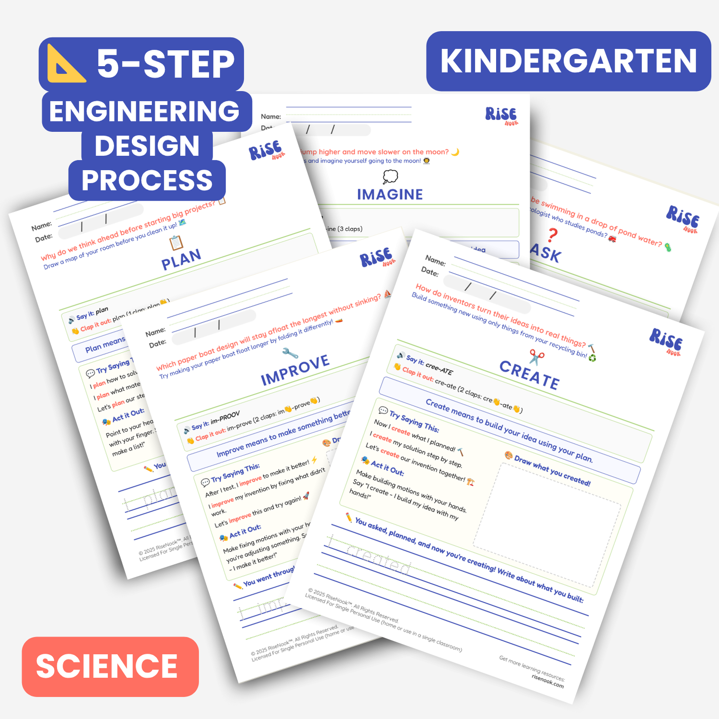 Engineering Design 🛠️ Process Vocabulary Bundle • Kindergarten Science (NGSS-Aligned)