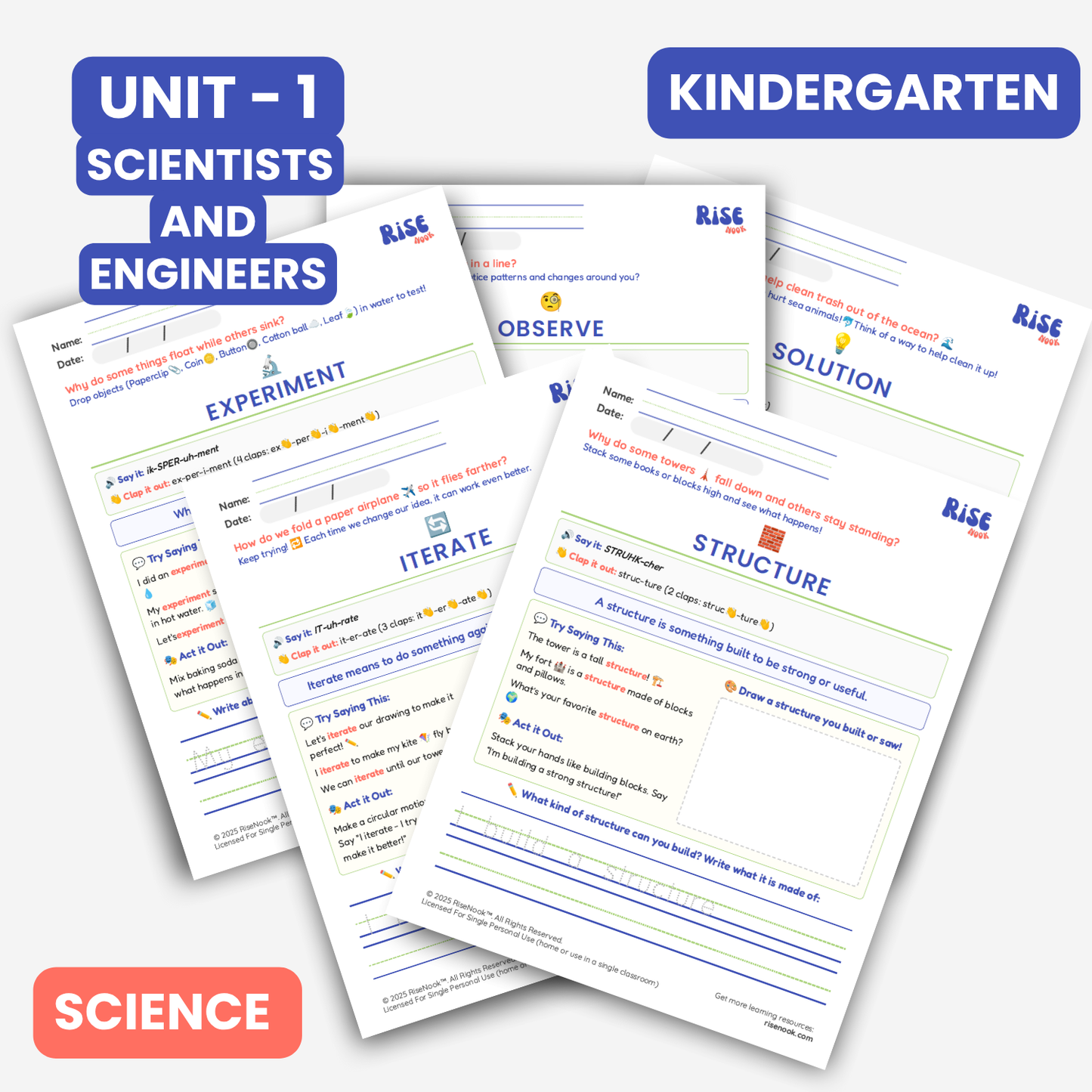 Unit 1: Scientists and Engineers Vocabulary Bundle • Kindergarten Science (NGSS-Aligned)